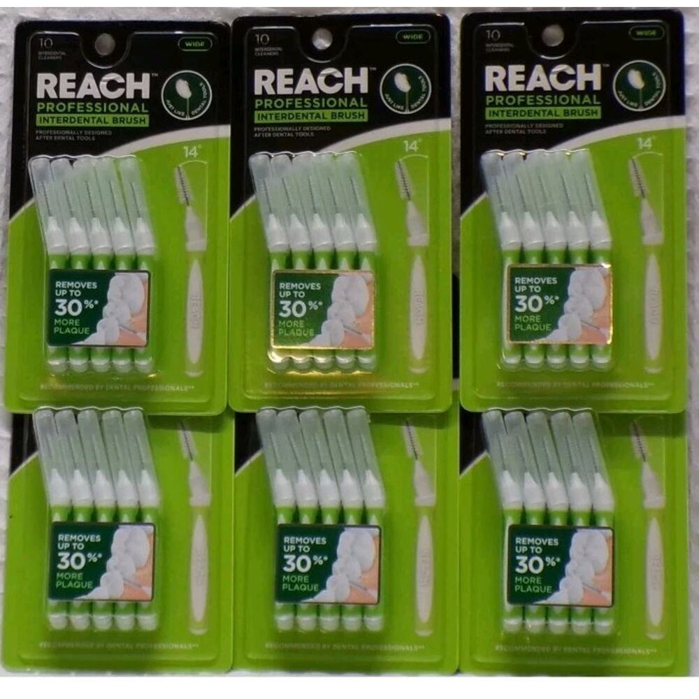 Lot of 6 Reach Professional Interdental Brush Wide 10 Cleaners Each